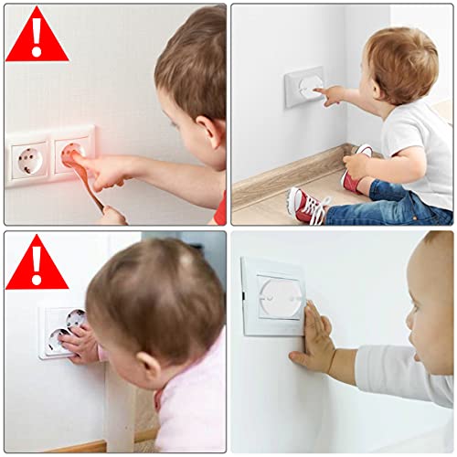 Protector Enchufes para Bebes, JYTZ 10 piezas Seguridad Enchufes para Niños y Pequeños en el Hogar Schuko Europeo, Blanco