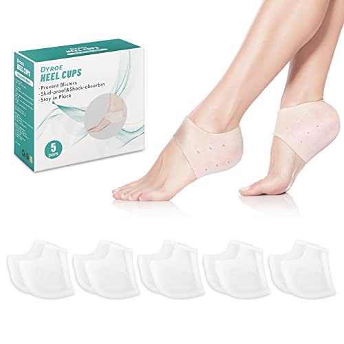 Protector Talon Zapato,Dyroe 5 Pares de Talon Gel para Hombres y Mujeres,Protector Talon Silicona,para Talones para la Fascitis Plantar, Espolones Tacón, Alivia el Dolor de Talón