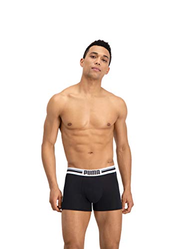 Puma Placed Logo - Pack de 2 bóxers para hombre, color negro, talla S