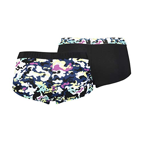 PUMA Women's Printed Mini Short (2 Pack) Ropa Interior, Negro Combo, L para Mujer