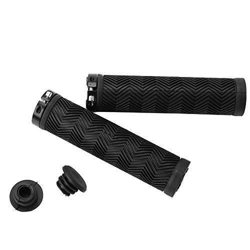 Puños de Bicicleta Manillar para Bici de Goma Antideslizante con Tapones para BMX MTB Ciclismo ( Color : Negro )