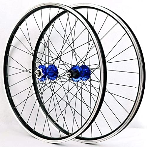 QHY MTB Juego Ruedas Bicicleta 26 27.5 29in QR V/Freno De Disco Llanta Doble Pared Ciclismo Ruedas para 7-11 Velocidad Casete Piezas para Bicicleta 2200g (Color : Blue, Size : 27.5in)