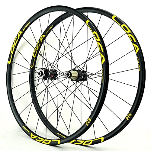 QHY MTB Rueda de Bicicleta 26 27.5 29in Juego Ruedas Bicicleta QR Freno de Disco Ruedas de Bicicleta de montaña para 8 9 10 11 Velocidad Casete 1705g Juego de Ruedas (Color : Yellow, Size : 26in)