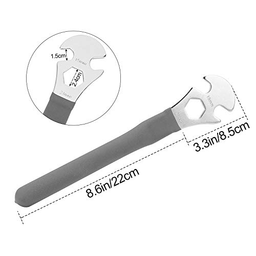 QKURT Llave de Pedal de Bicicleta + Herramienta de extracción de pedalier de Bicicleta, Llave Doble de 15 mm Llave de Pedal de Bicicleta Abierta, Herramienta de reparación de Fondo de Bicicleta