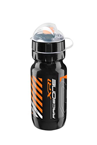 Raceone.it - Cantimplora MOD. XR1 ideal para bicicleta Race/MTB/Gravel/Trekking Bike. Capacidad: 600 cc. Color negro/naranja flúor. 100% fabricado en Italia (RO_XR1_60_BLK/Orange)