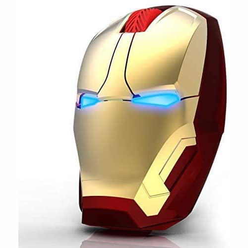 Ratón inalámbrico ergonómico, diseño de Iron Man, 2,4 G, ratón portátil con receptor nano USB, para portátil, ordenador de sobremesa, MacBook, responde hasta 10 m 10 m.