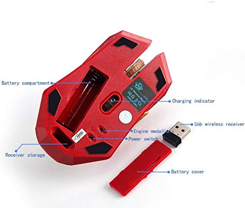 Ratón inalámbrico para videojuegos, 6 botones, silencioso, Iron Man, 2,4 G, con nanorreceptor USB para escritorio, portátil, PC, 3 niveles de ajuste de DPI (dorado)