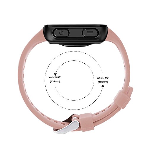 Reemplazo de banda Rukoy para Garmin Forerunner 35, correa de reloj de repuesto de silicona suave para Garmin Forerunner 35 reloj inteligente, ajuste 5.56 "-7.96" (139mm-199mm) muñeca (Rosa)