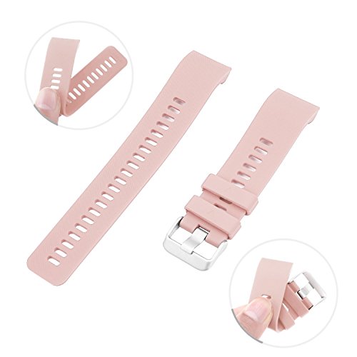 Reemplazo de banda Rukoy para Garmin Forerunner 35, correa de reloj de repuesto de silicona suave para Garmin Forerunner 35 reloj inteligente, ajuste 5.56 "-7.96" (139mm-199mm) muñeca (Rosa)