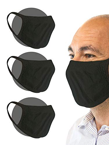 Relaxsan - Set 3 [Negro] Bandas filtrantes Rostro Boca Nariz Lavables Reutilizables absorbentes Tejido bacteriostático