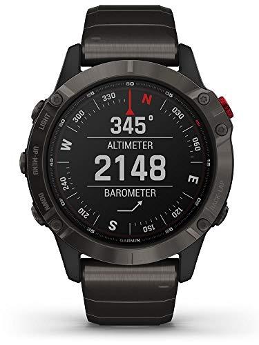 Reloj Garmin fnix 6 Pro Solar con Titanio Revestido de DLC en Gris y música, 010-02410-23.