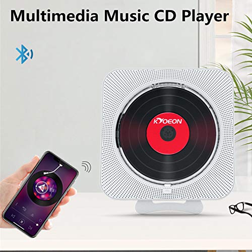 Reproductor de CD portátil con Bluetooth para montar en la pared, reproductor de CD para el hogar, caja de audio con pantalla LCD y cubierta contra el polvo, altavoces HiFi integrados