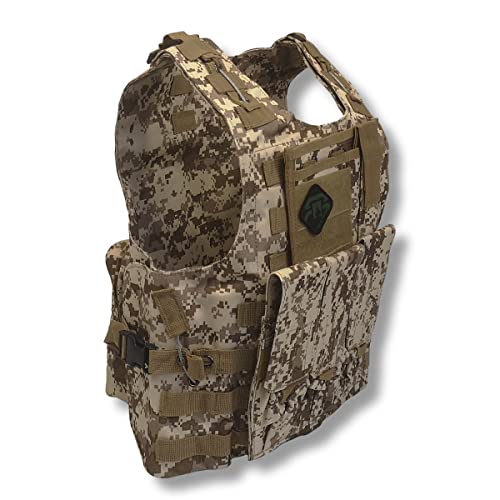 REX RAW ® - Chaleco de Combate táctico Tipo Militar - Sistema Molle Incluido + Funda - Reportero fotográfico Camping Caza Airsoft Paintball Trekking Supervivencia Urbex