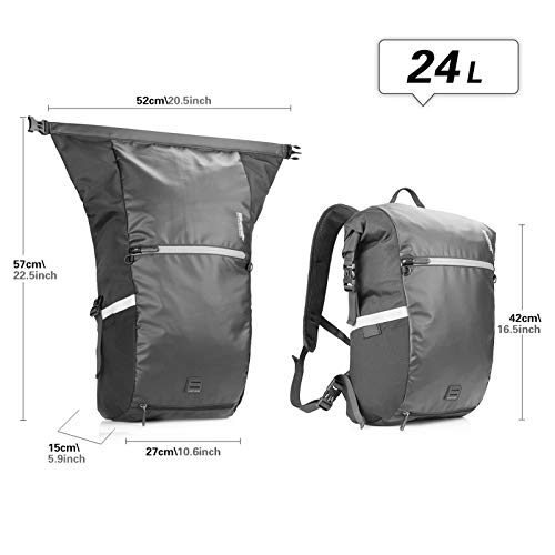 Rhinowalk 24L Bolsa Alforja Trasera para Bicicleta, Multifunción Bolsa Bicicleta para Portaequipajes Asiento Trasero para Carretera MTB Bicicleta de Montaña Moto (Gris)