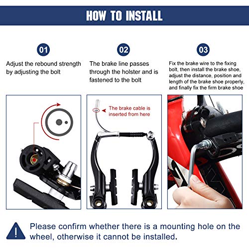 Riakrum 2 Sets de Frenos de Bicicleta Incluye 2 Pares de Frenos de Tipo V con 2 Piezas Cables de Freno y 4 Piezas Tapas de Extremo de Cable para Bicicletas de Montañas