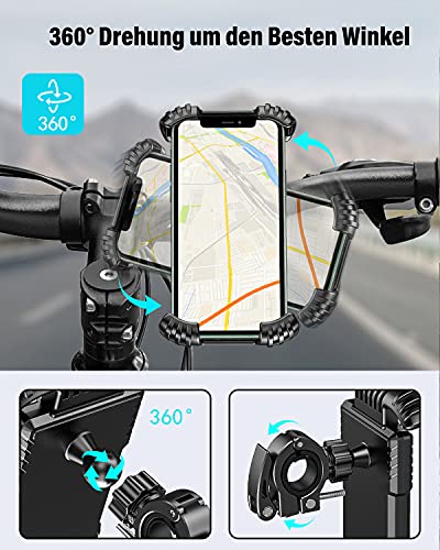 Riapow Soporte Movil Bicicleta Soporte Movil Moto Universal 360° Rotación Anti Vibración Porta Telefono Motocicleta Montaña Soporte para iPhone Samsung LG y 4.9-6.8" Móvil