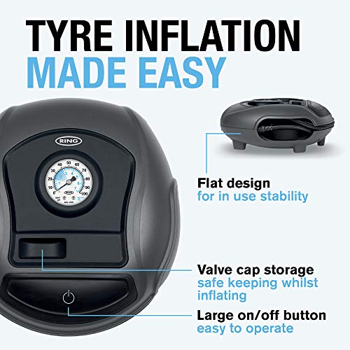 Ring RTC100 Inflador de neumáticos analógico, Sin luz LED
