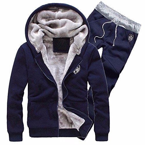 riou Chaqueta con Capucha Forro Polar Sudadera con Capucha Hombres de Manga Larga Hoodie Casual Abrigo Otoño-Invierno Chandal