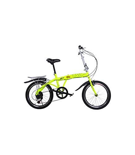 Riscko Bicicleta Plegable Metric Amarillo Fluor con 6 Velocidades Manillar y Sillín Ajustables