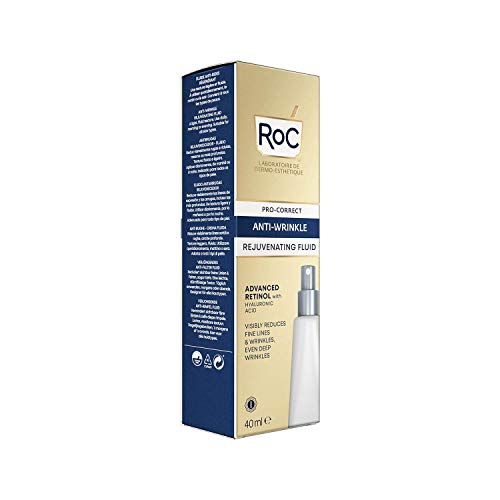 RoC - Retinol Correxion Pro-Correct Fluido Rejuvenecedor - Antiarrugas y Antiedad - Crema Facial con Retinol y Ácido Hialurónico - 40 ml