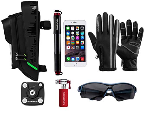 ROCKBROS Bolsa de Cuadro Tubo Superior de Bicicleta Montaña MTB Impermeable con Pantalla Táctil para Móvil de 6,0” para iPhone X XS MAX 7 8 Plus Galaxy S9 Note7