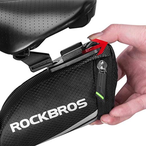 ROCKBROS Bolsa de Sillín de Bicicleta MTB Carretera Mini Pequeña Bolsa de Asiento para Cámaras Ciclismo Negro