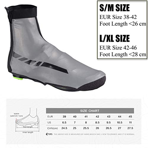 ROCKBROS Cubrezapatillas Cubrebotas para Ciclismo con Forro Polar Impermeable Transpirable Térmica con Reflectante para Otoño e Invierno Unisex