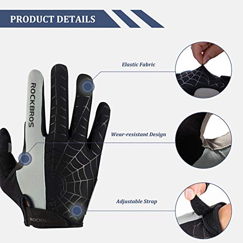 ROCKBROS Guantes Ciclismo Bicicleta MTB Largos Transpirables con Acolchados Pantalla Táctil para Hombres Mujeres