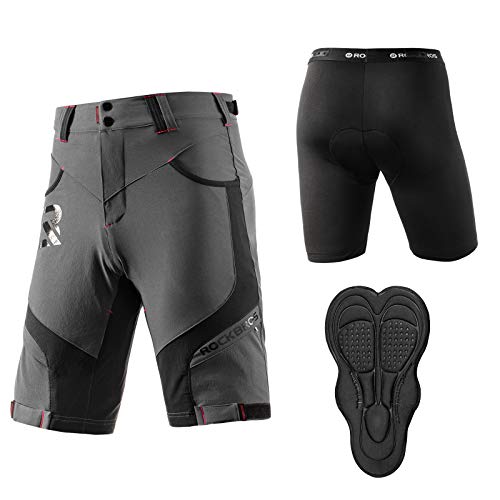 ROCKBROS Pantalones Cortos con 4D Acolchado y Ropa Interior para Ciclismo Bicicleta MTB Deportes Secado Rápido para Hombres