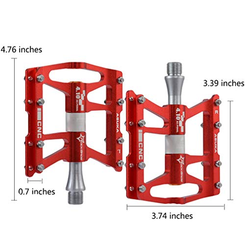 ROCKBROS Pedales de Bicicleta 4 Rodamientos de Aleación de Aluminio Plataforma CNC Ligero Antideslizante para MTB Bici de Carretera Bici Plegable 9/16"