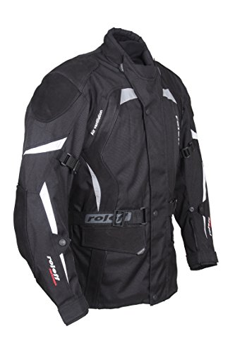 Roleff Racewear larga textilmot orrad Chaqueta con refuerzos de nubuck de piel y protecciones, Negro, Tamaño XXL