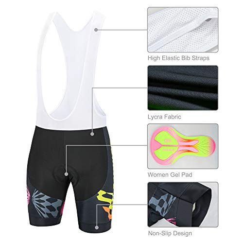 Ropa Ciclismo Mujer Verano, Maillot Ciclismo y culotescon Tira Reflectante y Bolsillos Traseros para MTB, Negro, 3XL