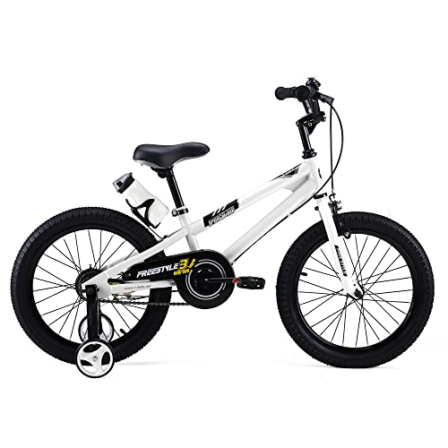 RoyalBaby Bicicletas Infantiles niña niño Freestyle BMX Ruedas auxiliares Bicicleta para niños 18 Pulgadas Blanco