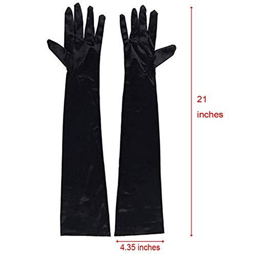 Ruiuzi Long Flapper Evening Opera Bodas Guantes de satén Guantes de los años 20 Longitud del codo 15 '/ 21' para mujeres (21 Inches-negro)