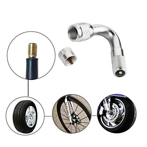 RUNCCI-YUN 6 Piezas de Extensor de Válvula Extensión de Vástago de Válvula de Neumáticos Adaptador de Rueda de Ángulo para Coche Motocicleta Bicicleta Camión, 3 Tipos (Plata)