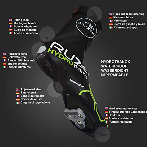 RUZER Bicicleta de Ciclismo Cubrebotas Impermeables Resistente al Viento Resistente a la Intemperie Cubre protección Reflectante Cubiertas de Neopreno Kevlar (Pequeño-Mediano: UK5/EU37 to UK8/EU42)