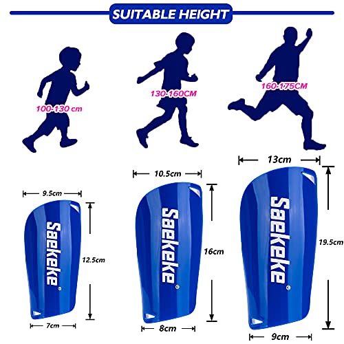 Saekeke Espinilleras De FúTbol Adecuado para Hombres, Mujeres, NiñOs, NiñOs Y Adolescentes.Espinilleras De Fútbol Mangas De Piernas Azul-S