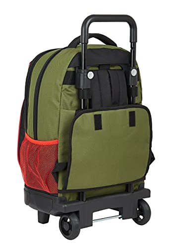 Safta Mochila Escolar con Carro Incluido y Espalda Acolchada de Munich Dynamo, 330x220x450 mm, Verde