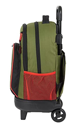 Safta Mochila Escolar con Carro Incluido y Espalda Acolchada de Munich Dynamo, 330x220x450 mm, Verde