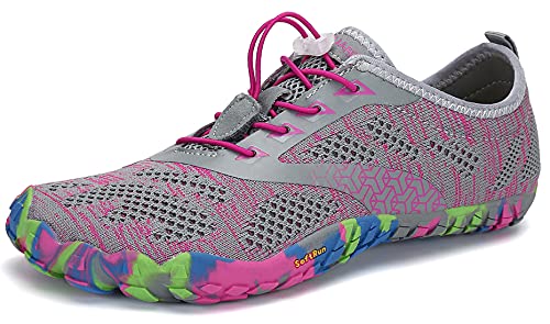 SAGUARO Hombre Mujer Zapatillas Barefoot Minimalistas Calzado de Training Ligeras Cómodas para Caminar Senderismo Ciclismo Trail Running Trekking Playa Agua Exterior Interior, Rosa Pink, 41