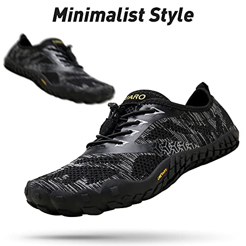 SAGUARO Hombre Mujer Zapatillas Barefoot Minimalistas Calzado de Training Ligeras Cómodas para Caminar Senderismo Ciclismo Trail Running Trekking Playa Agua Exterior Interior, Ébano Negro, 45