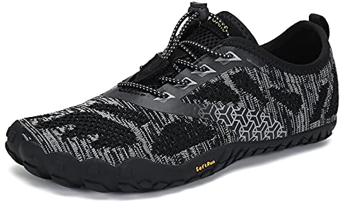 SAGUARO Hombre Mujer Zapatillas Barefoot Minimalistas Calzado de Training Ligeras Cómodas para Caminar Senderismo Ciclismo Trail Running Trekking Playa Agua Exterior Interior, Ébano Negro, 45