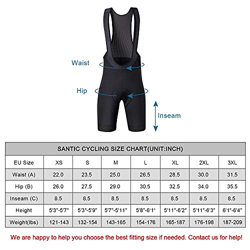 Santic Culote Bicicleta Hombre Culotte Ciclismo Hombre Culote MTB Pantalones Cortos Ciclismo Hombre con Tirante Negro EU XL