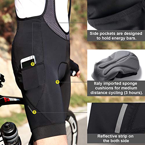 Santic Culote Bicicleta Hombre Culotte Ciclismo Hombre Culote MTB Pantalones Cortos Ciclismo Hombre con Tirante Negro EU XXL