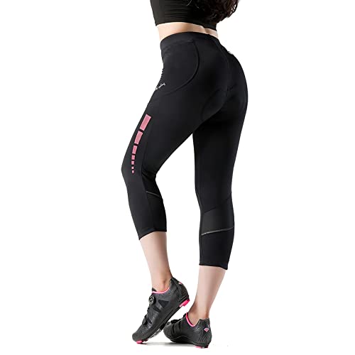 Santic Culote Bicicleta Mujer 3/4 Culotes Ciclismo Culote MTB Pantalon Ciclista Mujer con Badana Rosa EU XXL