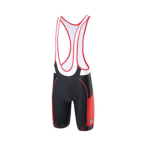 Santic Culote Ciclismo Hombre Corto Culote Bicicleta Hombre Verano Culote Corto con Tirante Negro-Rojo EU L