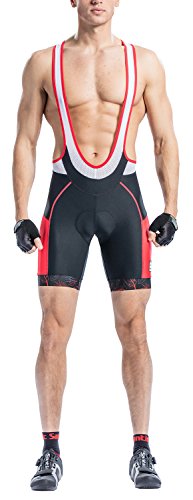 Santic Culote Ciclismo Hombre Corto Culote Bicicleta Hombre Verano Culote Corto con Tirante Negro-Rojo EU XXL