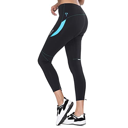 Santic Culote Ciclismo Mujer Culote Bicicleta Pantalones Largos de Ciclismo/Bicicleta/MTB con Badana para Mujeres Azul EU M