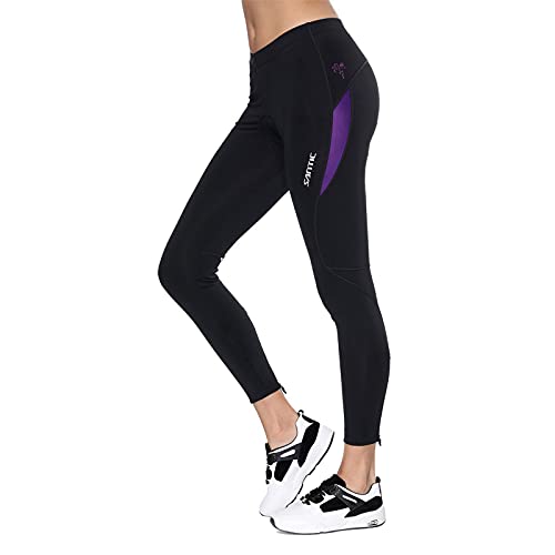 Santic Culote Ciclismo Mujer Culote Bicicleta Pantalones Largos de Ciclismo/Bicicleta/MTB con Badana para Mujeres Violeta EU M