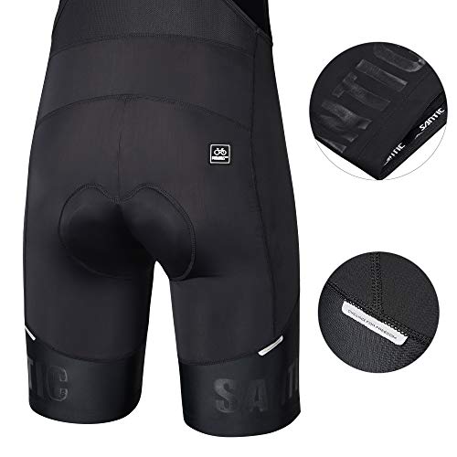 Santic Culotes Hombre Ciclismo Corto Pantalones MTB Bicicleta Acolchado Badana Negro Blanco